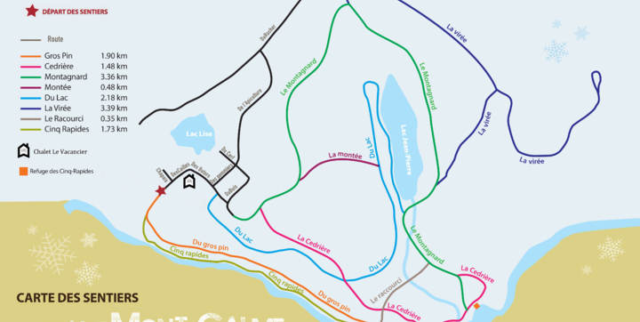 Carte sentiers pédestres et 4 saisons près du chalet Vacancier Lanaudière 